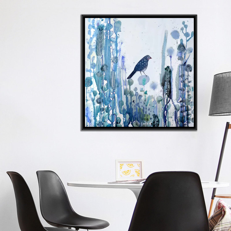 " L'heure Bleue " by Sylvie Demers, 18" H x 18" W x 1.5" D, Black Framed Canvas, No Mat