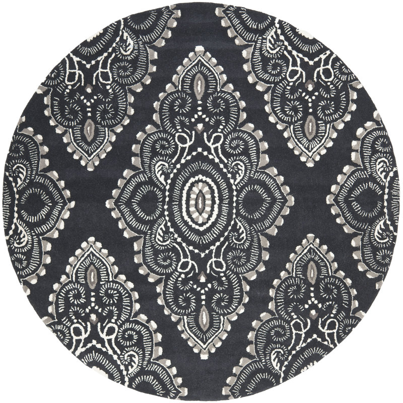 Kouerga bHand Tufted Wool Geometric Rug, Round 7'