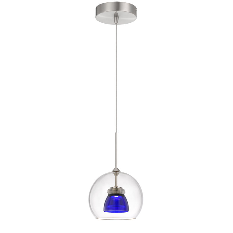 Luminaire suspendu géométrique à 1 lumière Lamanna, Transparent/bleu