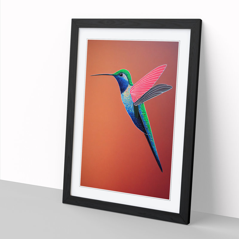 Abdullaahi Hummingbird Traditional Vol.2 - Picture Frame Print, 64cm H x 46cm W x 2cm D, Black