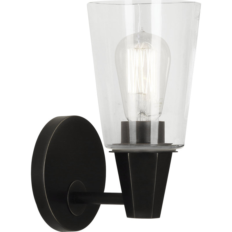 Wheatley 1 - Light Armed Sconce, Clear, Deep Patina Bronze