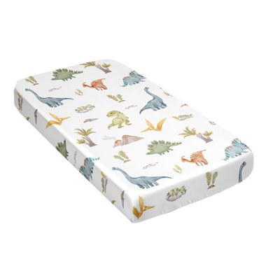 Watercolor Dinosaur Dino Satin Fitted Crib Sheet
