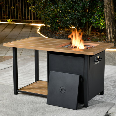 Apryl Rectangle Iron Propane Smokeless Fire Pit Table with Hidden Fuel Tank