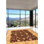 Tapis décoratif en laine brun foncé de conception unique 6 pi 7 po x 8 pi 3 po noué à la main new age
