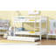 Lit simple superposé en bois d'hévéa simple avec lit gigogne, convertible en lit simple, lit superposé simple avec échelle et garde-corps de sécurité-1221768009