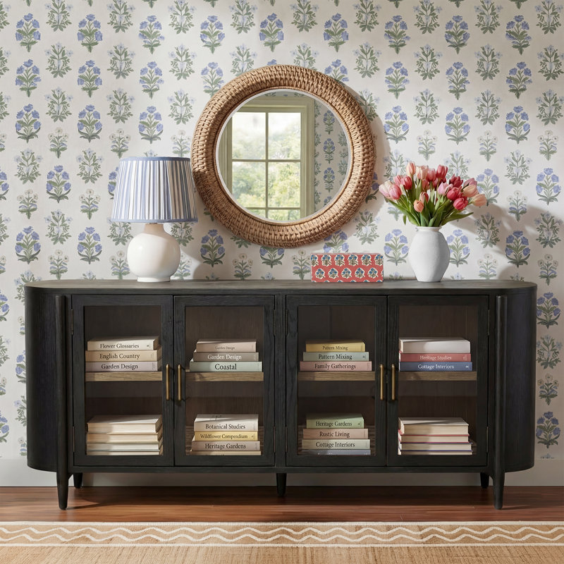 Cathay 82'' Solid Wood Sideboard, Black