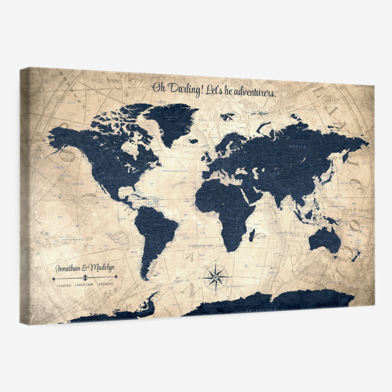 Carte du monde personnalisée Pin's Pin, H 34 po x l 51 po, Oui