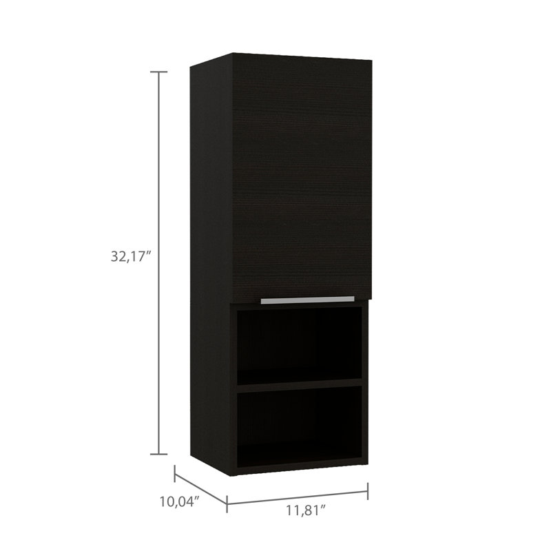 Mila Bathroom Cabinet, Two Interior  Shelves, Two External Shelves, Single Door Cabinet -Black, Black