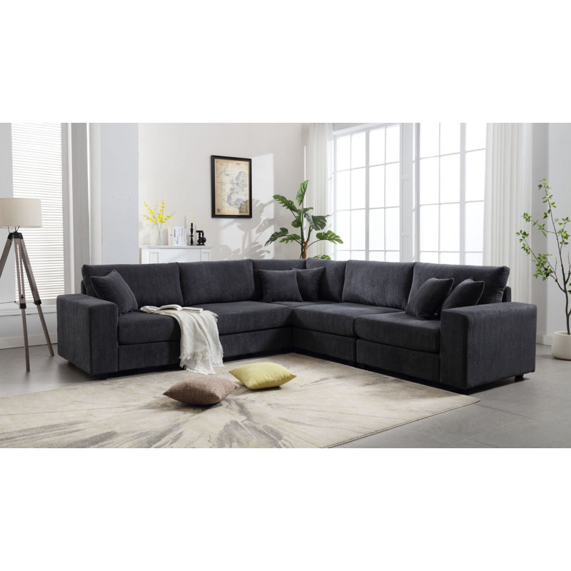 Canapé modulaire en L 108,5 po Newell, Gris