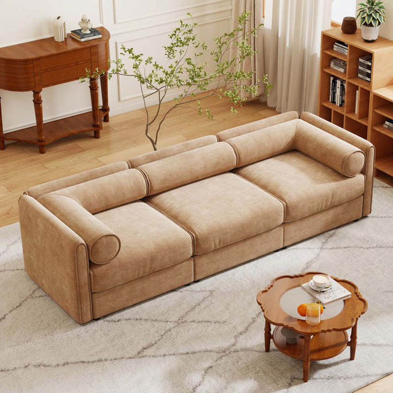 Canapé en chenille 4 places, H 27,9 po x l 109 po x P 37,4 po, 3, Chameau