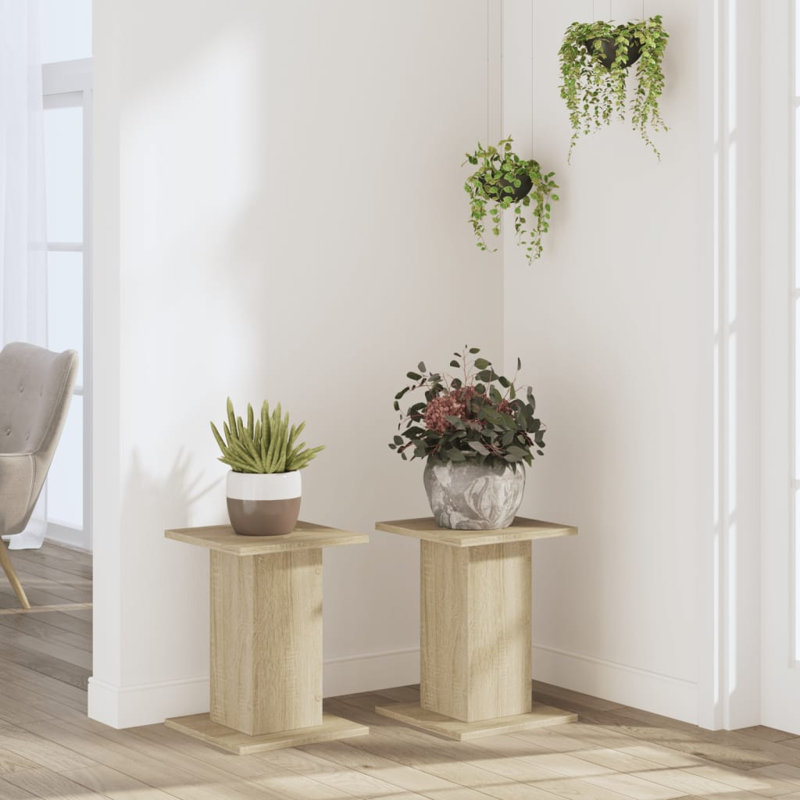 Support pour plante 2 pièces 11,8 x 11,8 en bois d'ingénierie, H 15,7 po x l 11,8 po x P 11,8 po, Chêne sonoma
