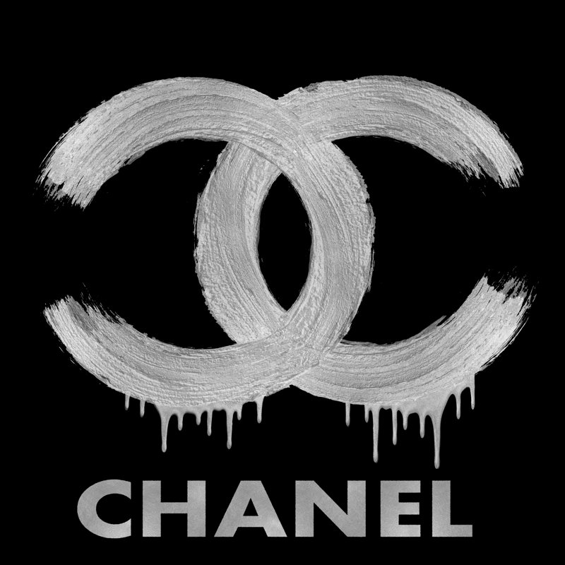 Fashion Logo Silver On Black by Madeline Blake - Wrapped Canvas Print, 76cm H x 76cm W