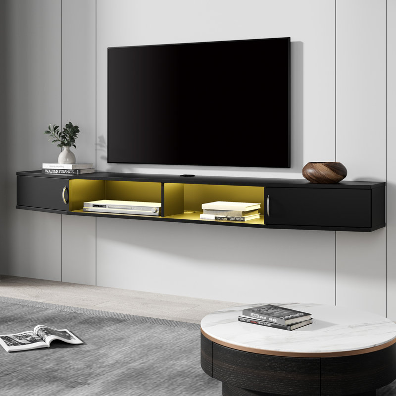Meuble télé Mikayla, Noir et jaune clair