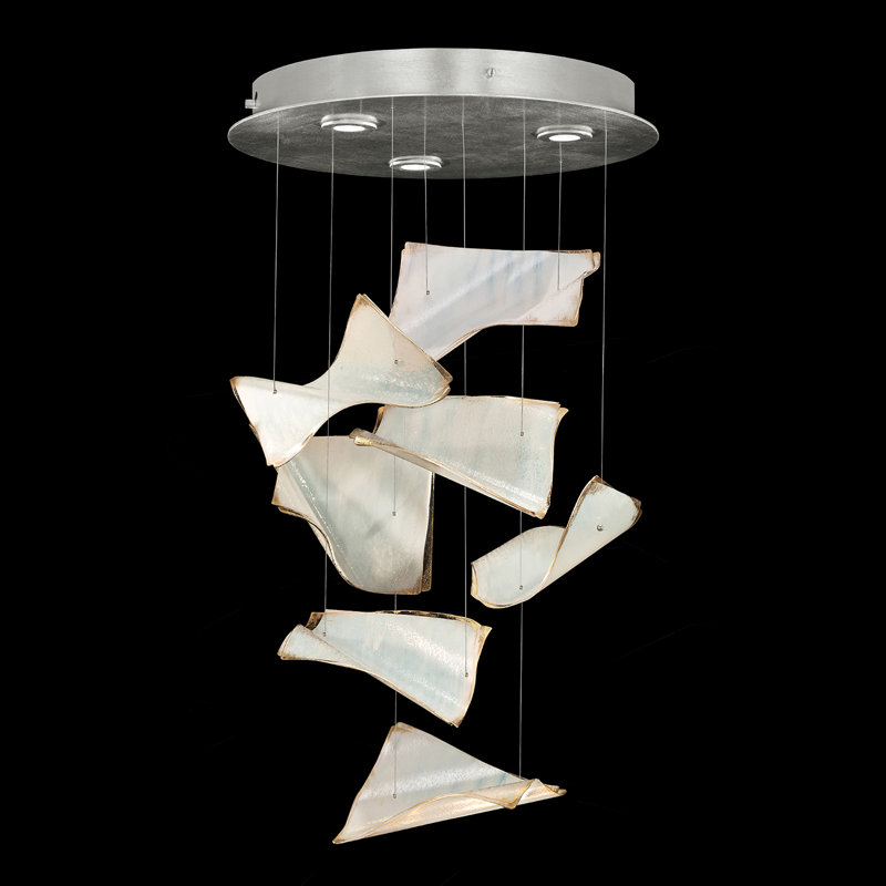 Elevate Silver Leaf 3-Light LED Pendant with Studio Glass