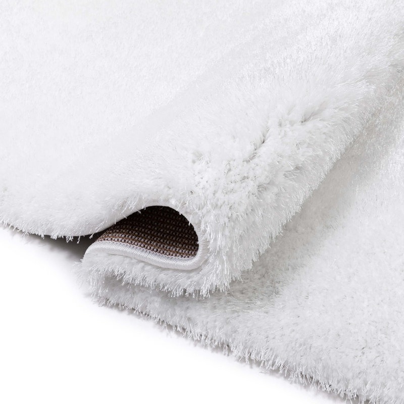 Tapis blanc à poils longs Feather, Rectangle 5 pi 3 po x 7 pi 3 po