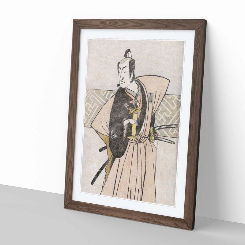 Samurai Ichikawa Omezo by Katsukawa Shunko - Picture Frame Painting Print, 65cm H x 48cm W x 2cm D, Walnut Framed