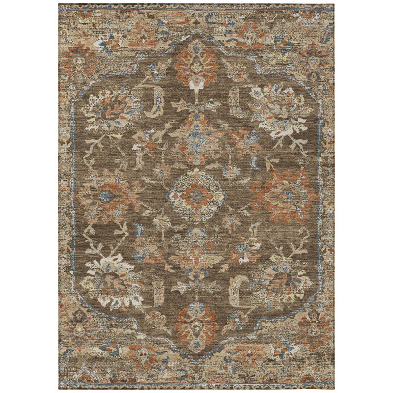 Machine Washable Indoor/Outdoor Chantille ACN2793 Global Rug, Chocolate, 5' x 7'6"