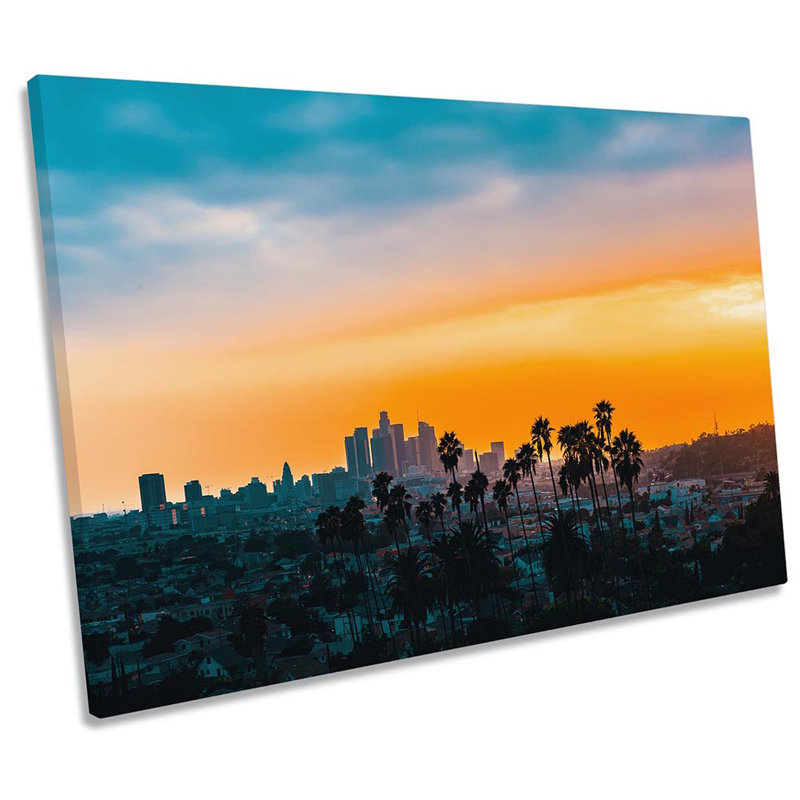 Los Angeles Skyline Sunset - Wrapped Canvas Art Prints, 30.5cm H x 45.7cm W x 2cm D