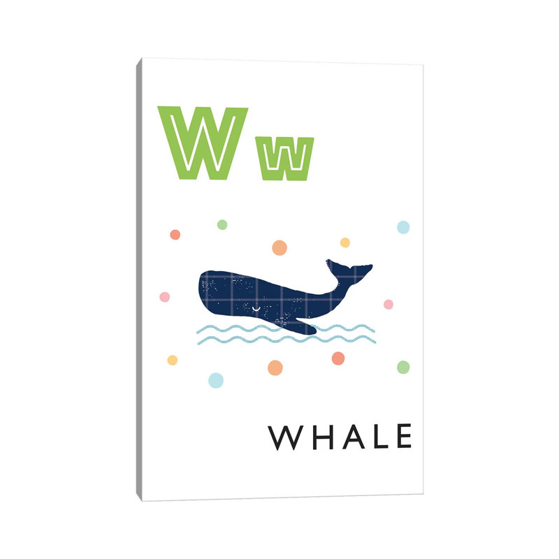 Alphabet Flash Card W - impression d'art graphique, Aucun mat, Toile tendue, H 26 po x l 18 po x 1,5 po