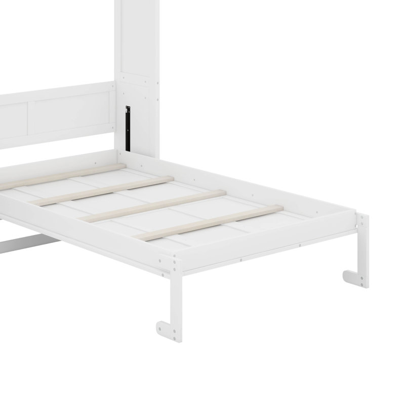 Lit escamotable double avec tablettes, Blanc, Lit double