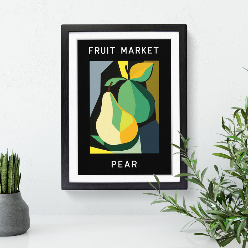 Pear Fruit Market Exhibition Vol.5 - Single Picture Frame Print on Wood, 64cm H x 46cm W x 2cm D