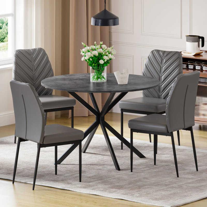4 - Person Dining Set, Grey, Grey