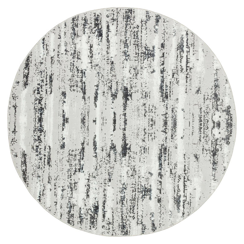Tapis rond tissé argenté Milano Milano, Rond 3 pi 11 po