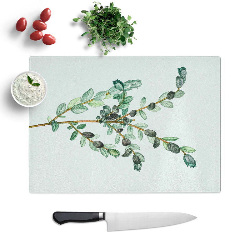 Tempered Glass Creeping Willow Flowers Chopping Board, 39 cm W x 28.5 cm L