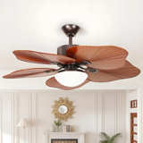  52" Banana Leaves Ceiling Fan Quiet Motor Reversible 6 Speeds Adjustable