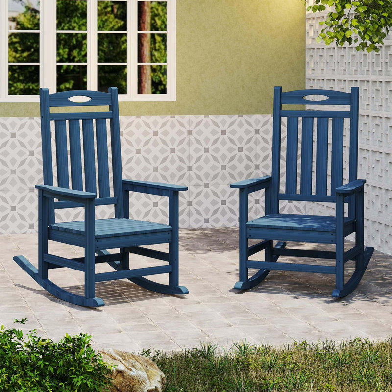 Oversized Outdoor Rocking Chair Set for Adults, Bleu très foncé