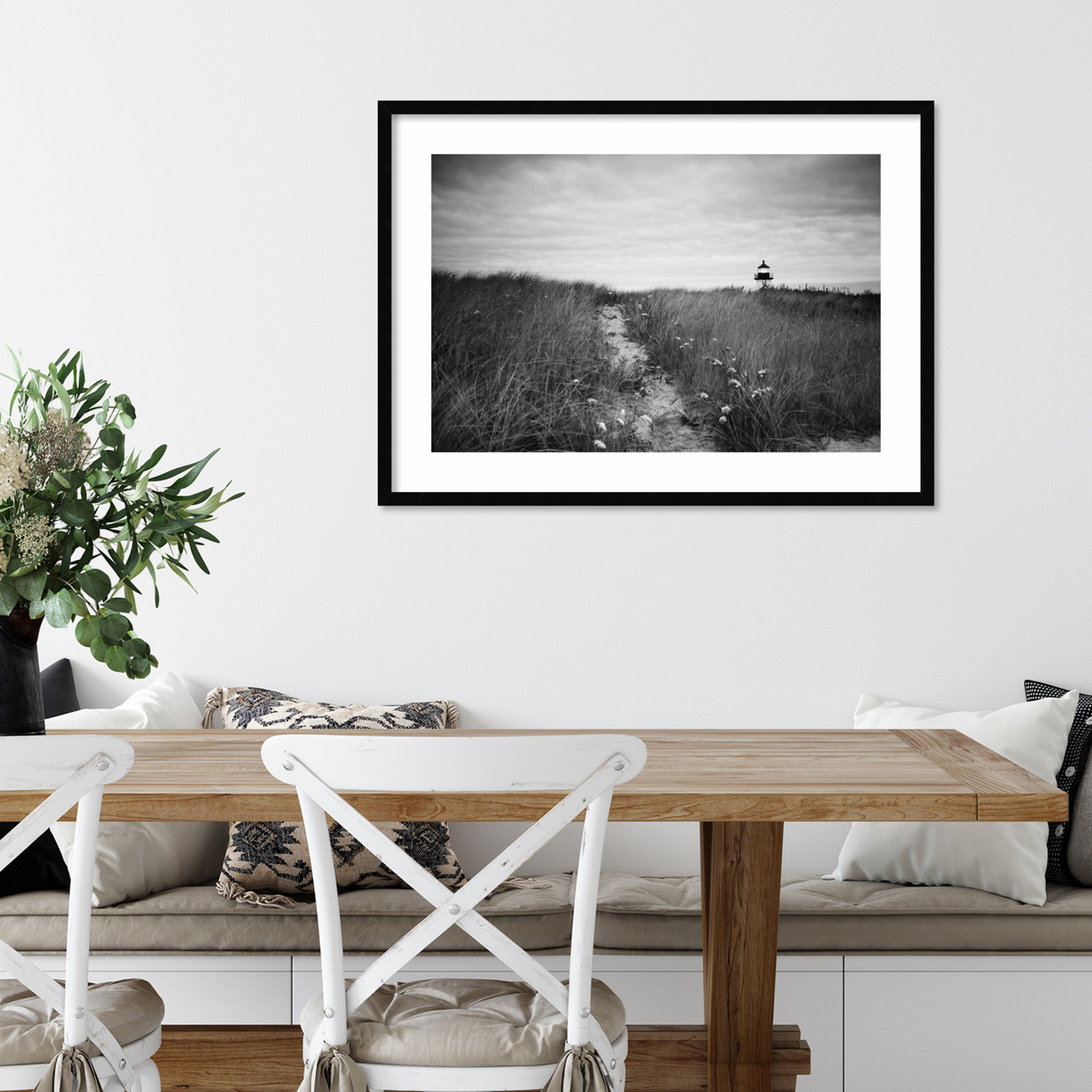 Nantucket Lighthouse by Aledanda, Black, 24" H x 33" W