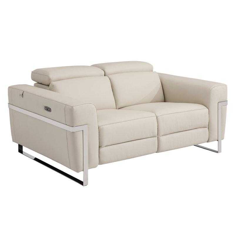 Causeuse inclinable électrique en cuir italien Allegan, Beige