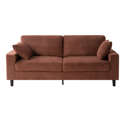 81.8"Corduroy Loveseat Sofa, 2-Seater Couch with Sturdy Iron & Wood Frame, Comfy Upholstered Sofa with Square Armrests for Living Room, Apartment