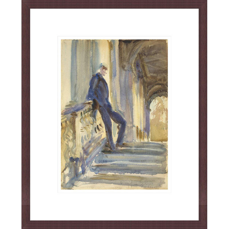 Sir Neville Wilkenson sur les marches d'un palazzo vénitien par John Singer Sargent, impression giclée encadrée