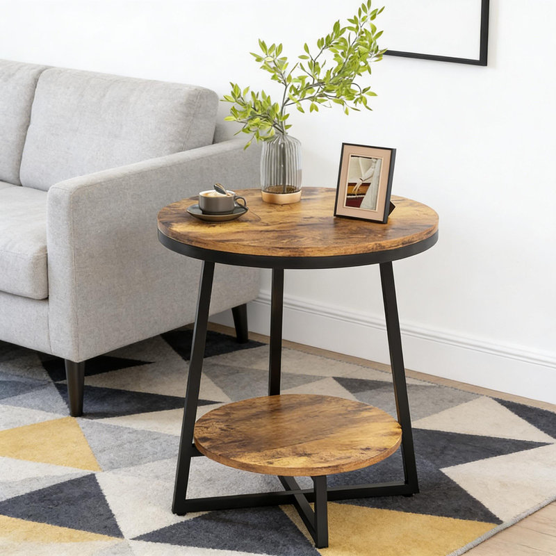 Table d'appoint moderne, table de bout rustique, table basse ronde