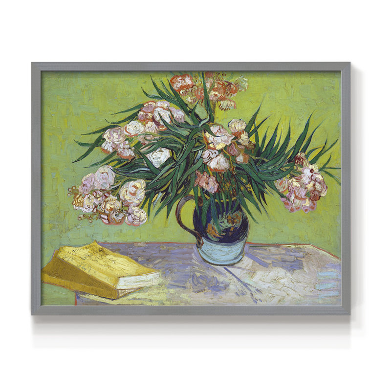 Oleanders - Reproduction encadrée - Restickable, H 22 po x l 28 po, Gris