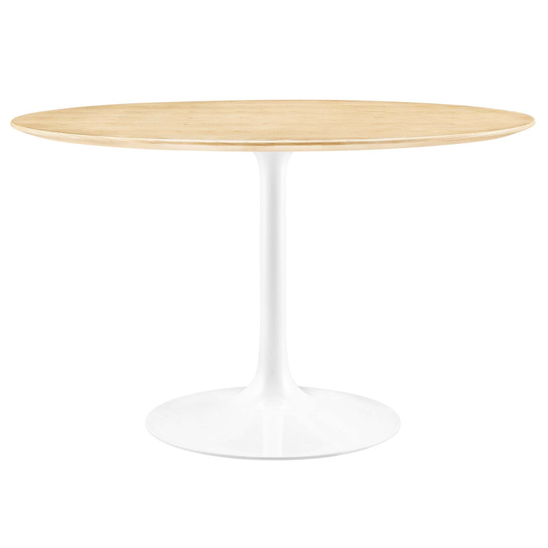 Modway Silver Orchid Fein Oval Dining Table, White, 29.5"H x 48"L x 48"W, Natural