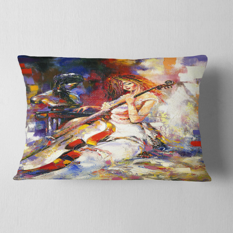 The Guitarists - Abstract Printed Throw Pillow