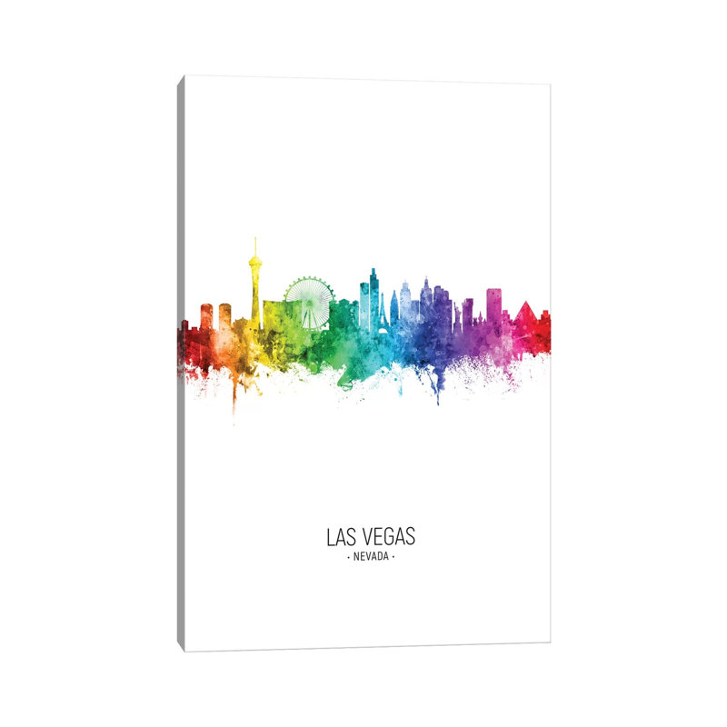 Las Vegas Nevada Skyline Rainbow Tall by Michael Tompsett - Wrapped Canvas Print, 152.5 cm H x 101.5 cm W