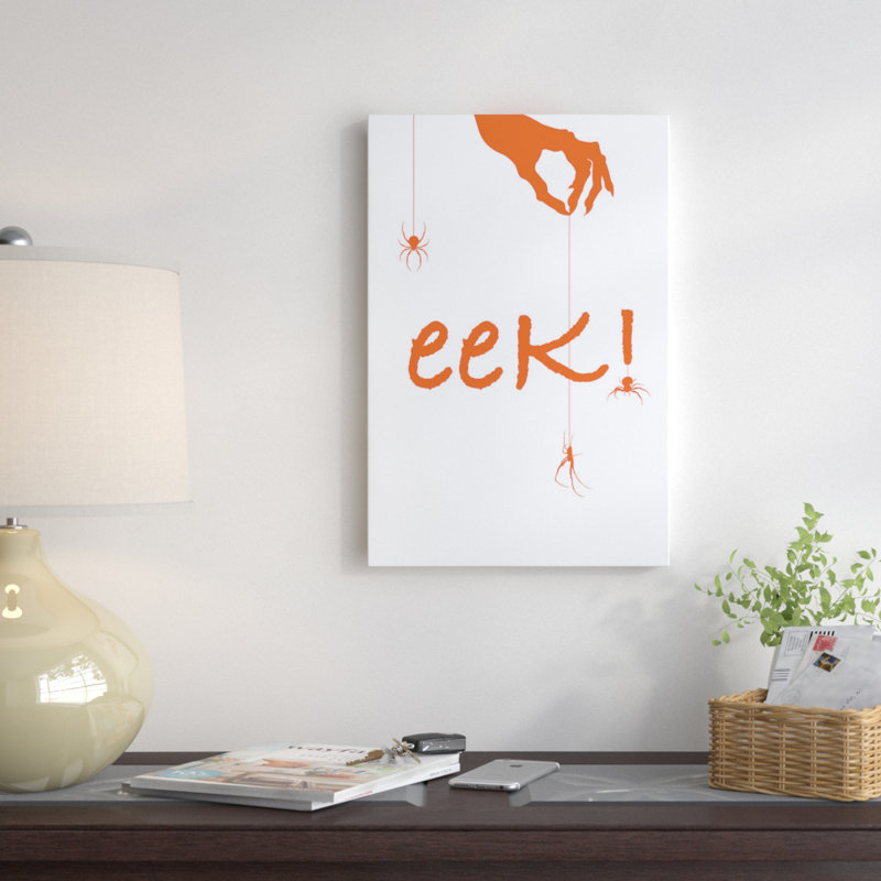 Eek! Impression sur toile tendue, H 26 po x l 18 po x P 1,5 po, Toile avec cadre flottant noir, Pas de tapis