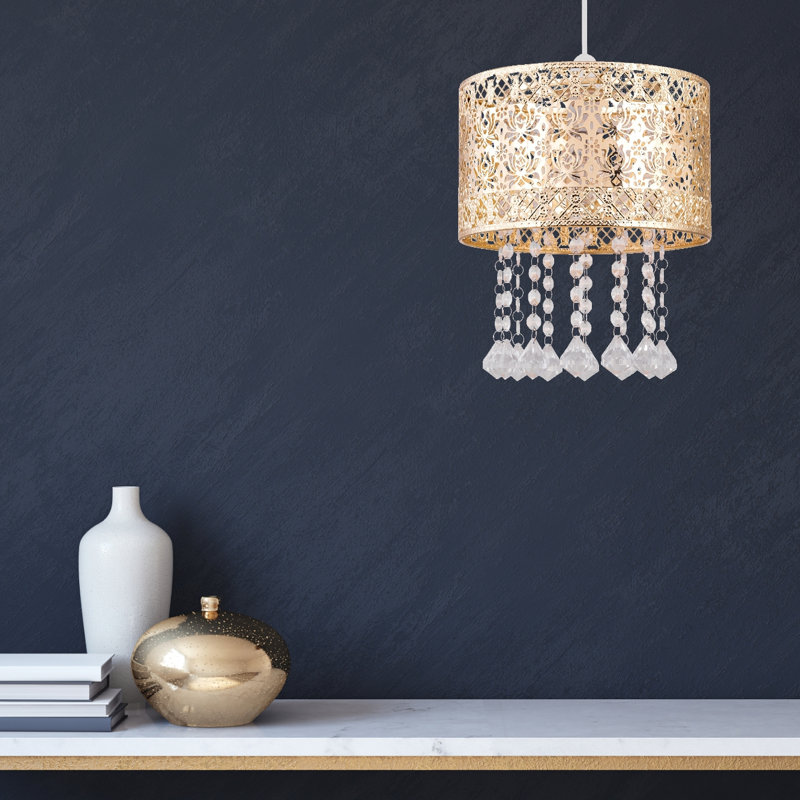22cm H Metal Drum Pendant Shade ( Uno ), Gold