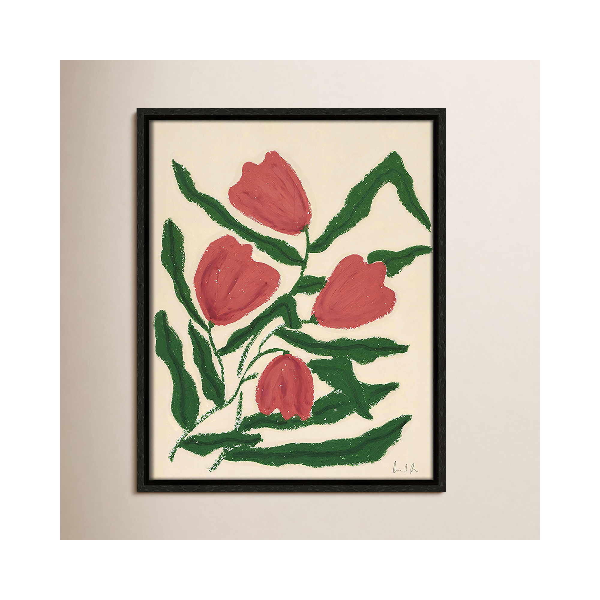 Red Tulips  Print by Camilla Bergqvist, Espresso, 15.5" H x 12.5" W