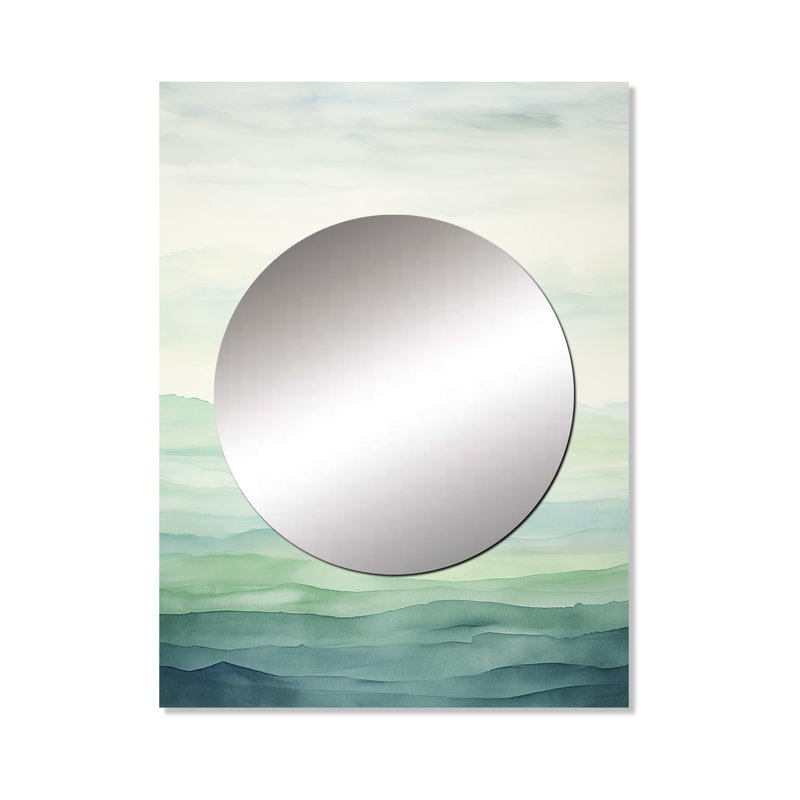 Dutil Minimalism Harmonic Horizon Landscape I - Minimalism Decorative Mirror, Green Wall Mirror, Printed Metal Art, 40" x 30"