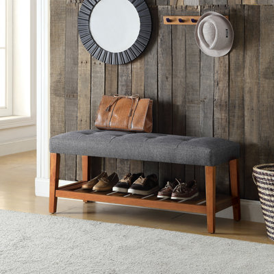 Banc de détente confortable en tissu gris et en chêne gris - profondeur d'assise de 16 po, largeur de 40 po et option de siège moderne