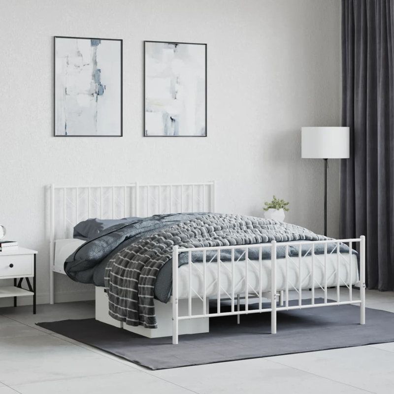 Metal Bed, 140 x 190 cm, White