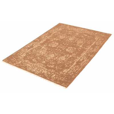 Tapis oriental brun / ivoire noué à la main