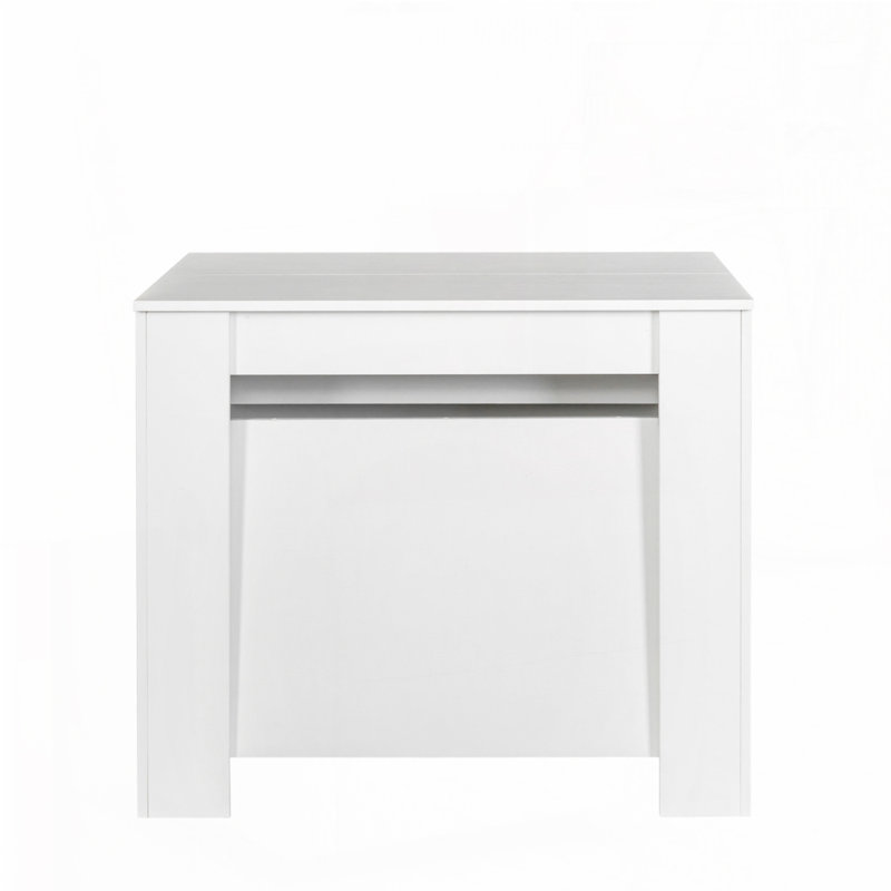 Wood Top Dining Table With Wood Legs And Extension, White