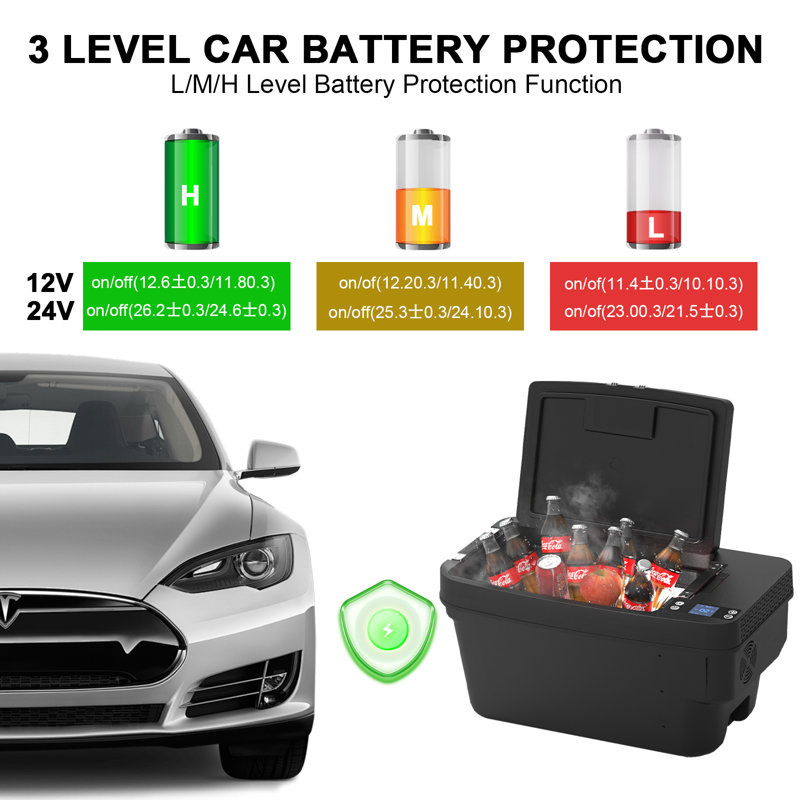 Chery 35Qt Black Portable Car Cooler with Smart App Control