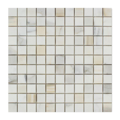 Calacatta Gold 1" X 1" Marble Look Floor And Wall Mosaic