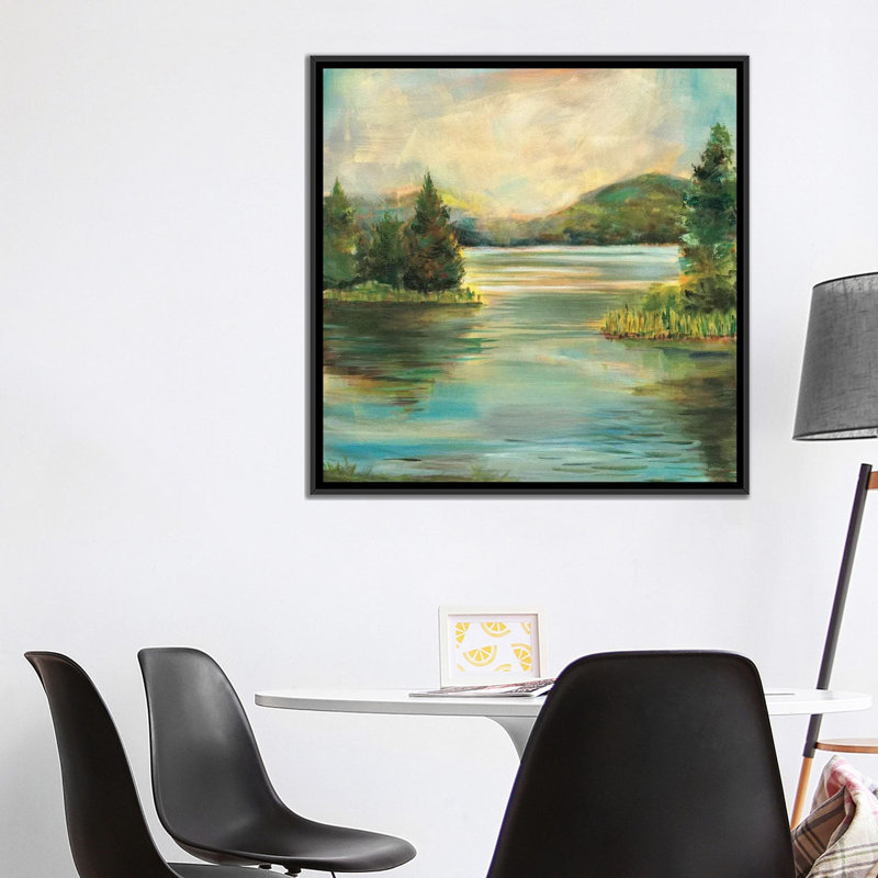 «Silver Lake», impression sur toile, H 37 po x l 37 po x P 1,5 po, Toile avec cadre noir, Pas de tapis
